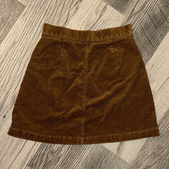Uniqlo Tan chocolate brown Corduroy A-Line Skirt buttons women’s size 0 - Picture 7 of 7
